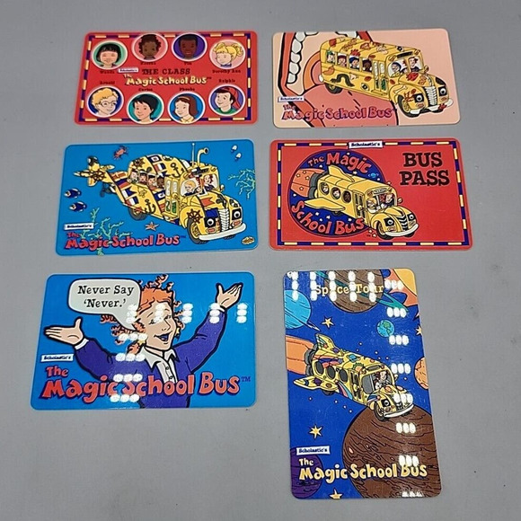 The Magic School Bus Wallet Cards Set of 6 from Scholastic Plastic - Picture 1 of 7